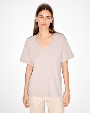 футболка с v-вырезом из хлопкового джерси - женские футболки женские 