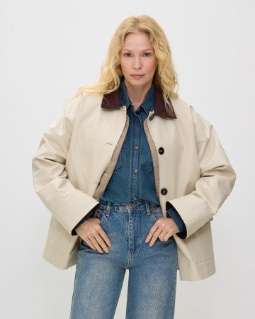 хлопковая куртка с вельветовой отделкой - женская верхняя одежда