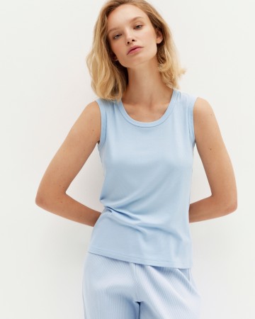 хлопковая майка в рубчик - женская одежда в рубчик 