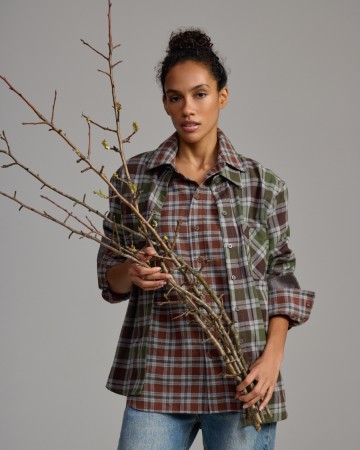 хлопковая рубашка в клетку unisex - женские блузы и рубашки