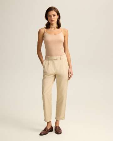 хлопковые брюки чиносы с отворотами - женские брюки женские 