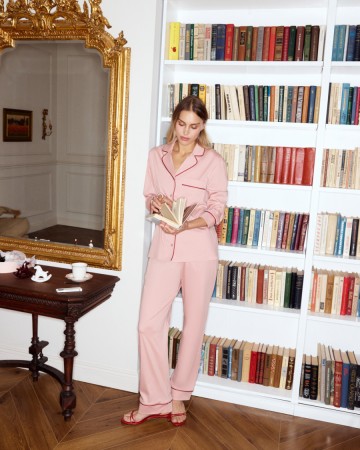 хлопковые пижамные брюки с контрастной отделкой фотография