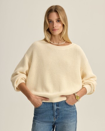 хлопковый джемпер крупной вязки фотография