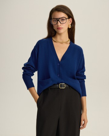 кардиган из шерсти мериноса - женская одежда синяя 