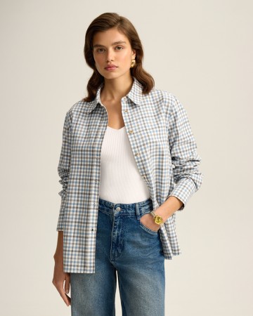 клетчатая рубашка из плотного хлопка - женские блузы и рубашки