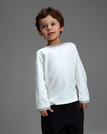 лонгслив детский unisex из хлопка с контрастным воротником фотография