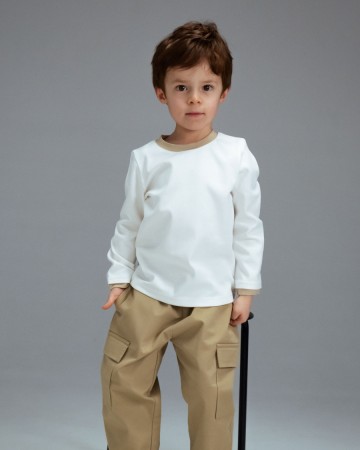 лонгслив детский unisex из хлопка с контрастным воротником фотография