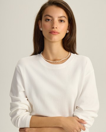 лонгслив прямого кроя из плотного хлопка фотография