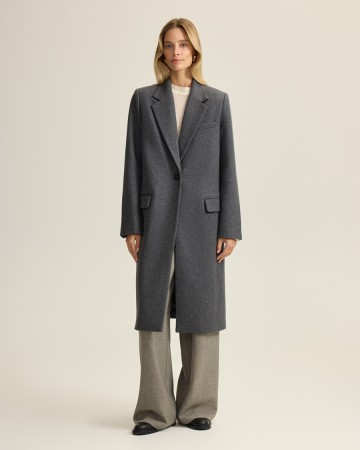 однобортное пальто оверсайз из шерсти - женская верхняя одежда однобортная 