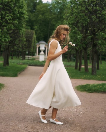 приталенное платье без рукавов с юбкой солнце из тенселя - платья и сарафаны