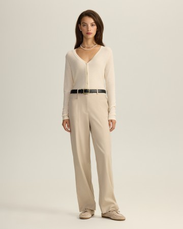 прямые брюки с отстрочками - женская одежда