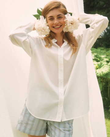 рубашка свободного кроя из тенселя и хлопка - женские блузы и рубашки