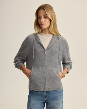шерстяной кардиган на молнии с капюшоном - женская одежда с капюшоном 