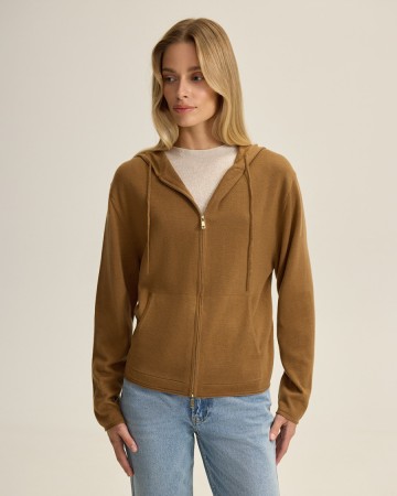 шерстяной кардиган на молнии с капюшоном - женские кардиганы на молнии 