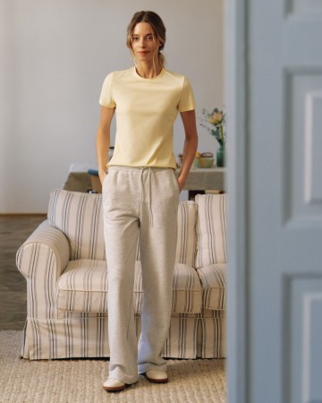 широкие хлопковые брюки из футера - брюки