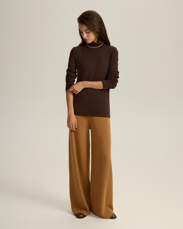 широкие вязаные брюки из 100% шерсти мериноса - женские брюки женские 