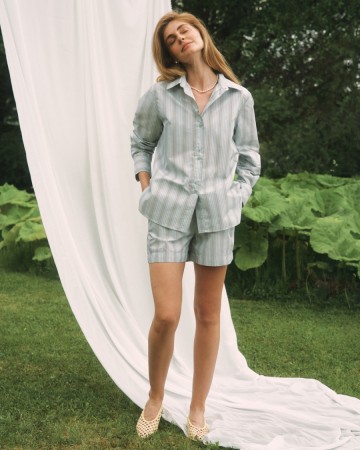 шорты в полоску - женские футболки и поло голубые 