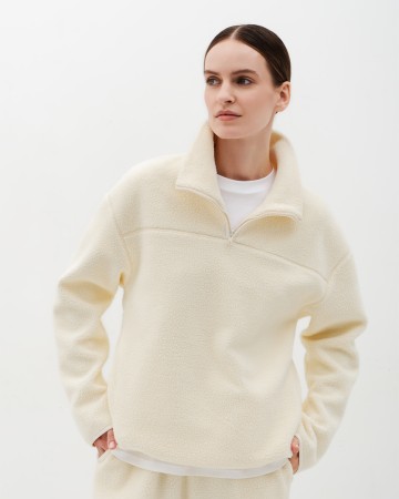 свитшот на молнии из мягкого трикотажа с меховым эффектом - женская одежда