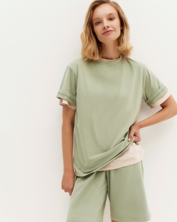 свободная футболка из премиум-хлопка с легким велюровым эффектом - женские футболки женские 