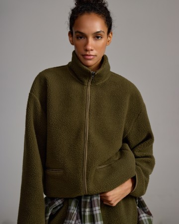 толстовка unisex на молнии из флиса шерпа с меховым эффектом - женские толстовки для взрослых 