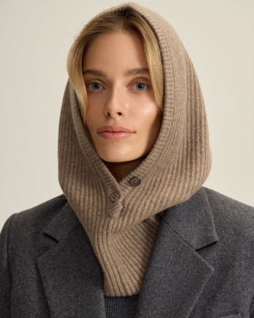 вязаный капор на пуговицах из шерсти с кашемиром - женские головные уборы