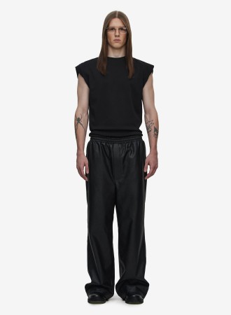 брюки  crumpled faux-leather black - мужская одежда из экокожи 