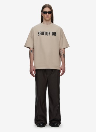 брюки crumpled faux-leather brown fable - мужские брюки коричневые 