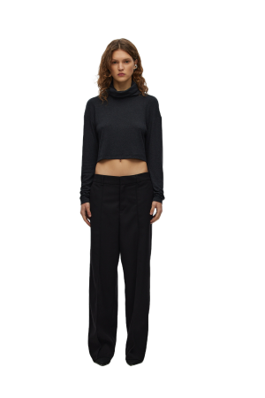 лонгслив cropped level black фотография