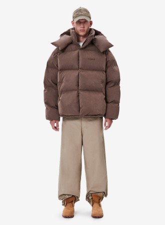 пуховик uniform brown - женская верхняя одежда бархатная 