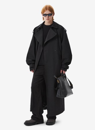 тренч double-breasted black фотография
