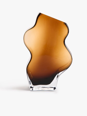 асимметричная ваза из стекла с рельефным узором - товары для дома