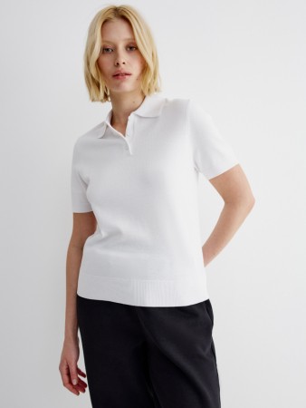 базовый джемпер-поло с коротким рукавом - женские джемперы короткие 
