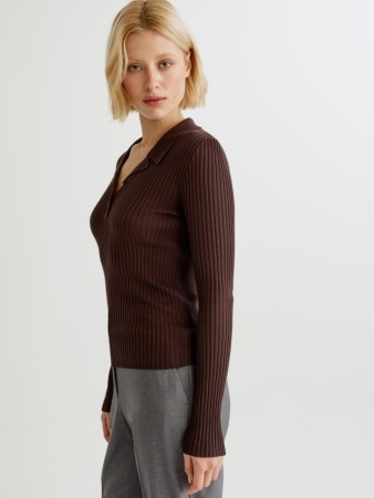 базовый джемпер-поло в рубчик - женские джемперы для взрослых 