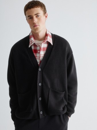 базовый кардиган оверсайз - мужская одежда с вырезом 
