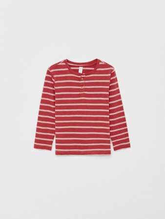 базовый лонгслив на пуговицах для мальчиков - детские лонгсливы в полоску 