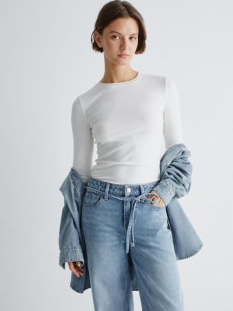 базовый лонгслив в рубчик - женские футболки и поло приталенные 