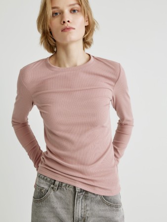 базовый лонгслив в рубчик - женские футболки и поло приталенные 