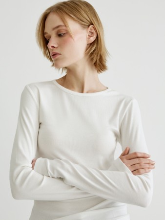 базовый приталенный лонгслив - женская одежда узкая 