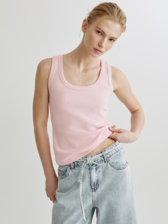 базовый топ эми в рубчик - женские топы и майки однотонные 