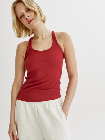 базовый топ в рубчик на тонких бретелях - женские топы и майки