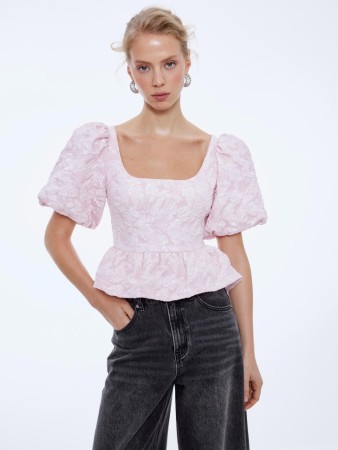 блуза из тафты с жаккардовым принтом - женские блузы тонкие 