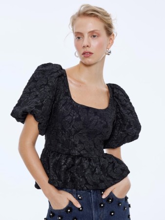 блуза из тафты с жаккардовым принтом - женские блузы тонкие 