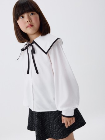 блузка из модала с нарядным воротником для девочек фотография