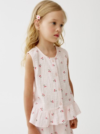 блузка из муслина с принтом для девочек - детская одежда российская 