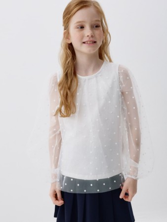 блузка из сетки в горошек для девочек фотография