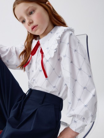 блузка с нарядным воротником для девочек - блузы российские 