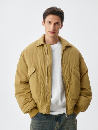 бомбер oversize fit с отложным воротником - мужские куртки на резинке 