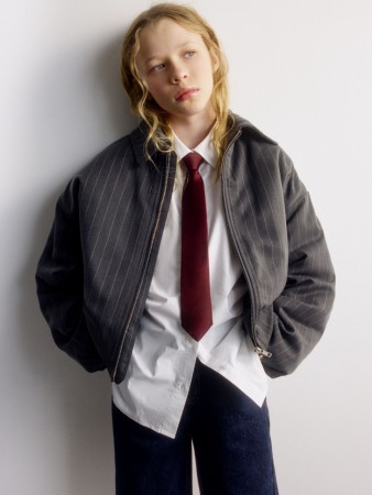 бомбер в полоску с воротником для девочек фотография