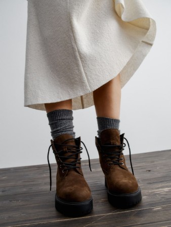 ботинки из натурального нубука - женская обувь sela 