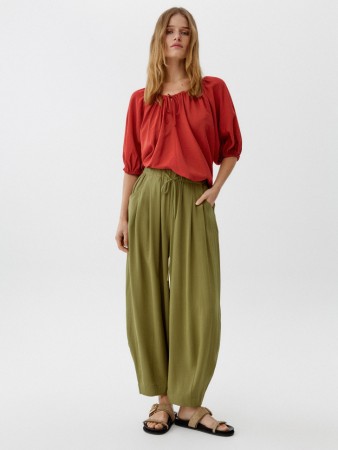 брюки аладдины с содержанием льна - женские брюки